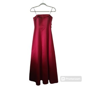 Women's Red Satin Bridesmaid Dress Michael Angelo David's Bridal W shawl size 2